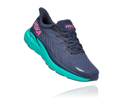 Hoka One One Dame Clifton 8 Road Løpesko Outer Space/Atlantis Norge-45SCK